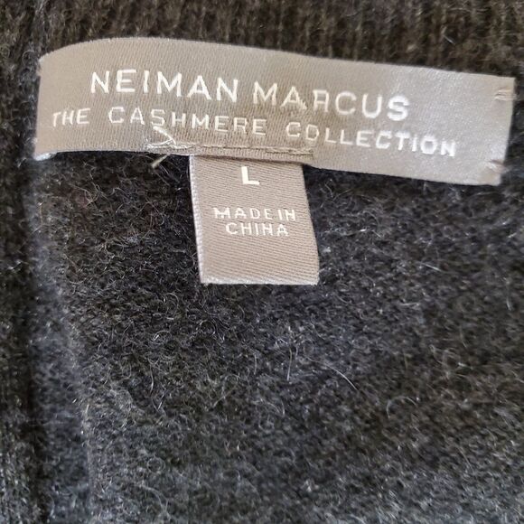 Neiman Marcus Cashmere Sweater Reversible Cardigan Tan/gry/Bl Color Blocked Sz L - Picture 6 of 7
